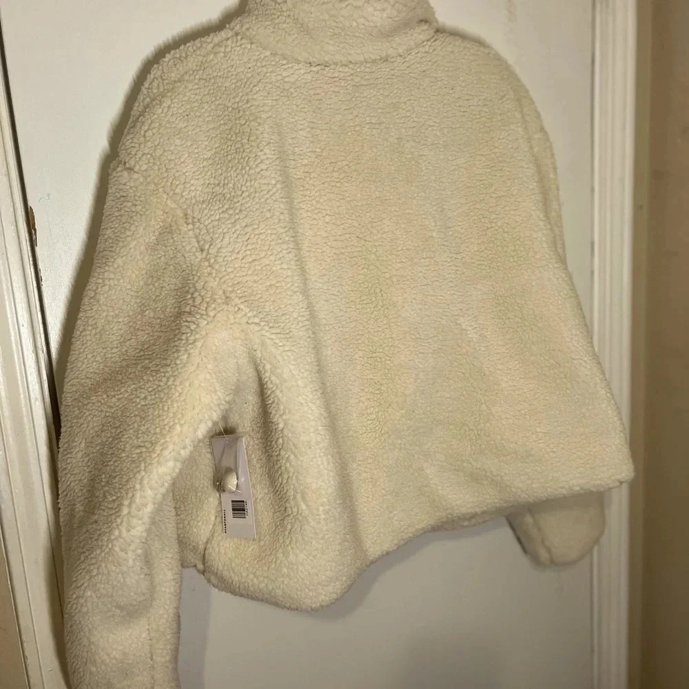 Just Fab faux shearling wrap jacket new with the tag bone white XXL - Picture 10 of 16